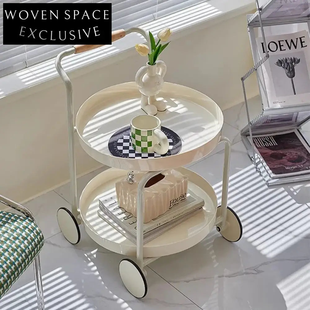Modern Rolling Storage Cart, ABS Plastic Multi-Use Side Table with Wheels