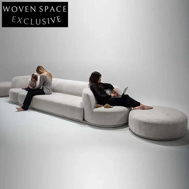 Modern Rotating Sectional Sofa Couch with Wood Frame and Linen Fabric