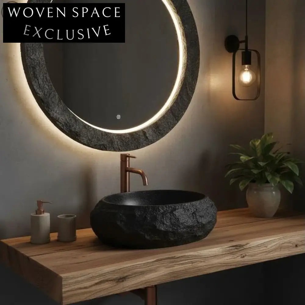 Modern Round Artificial Stone Top-Mounted Bathroom Vessel Sink Elegant Design