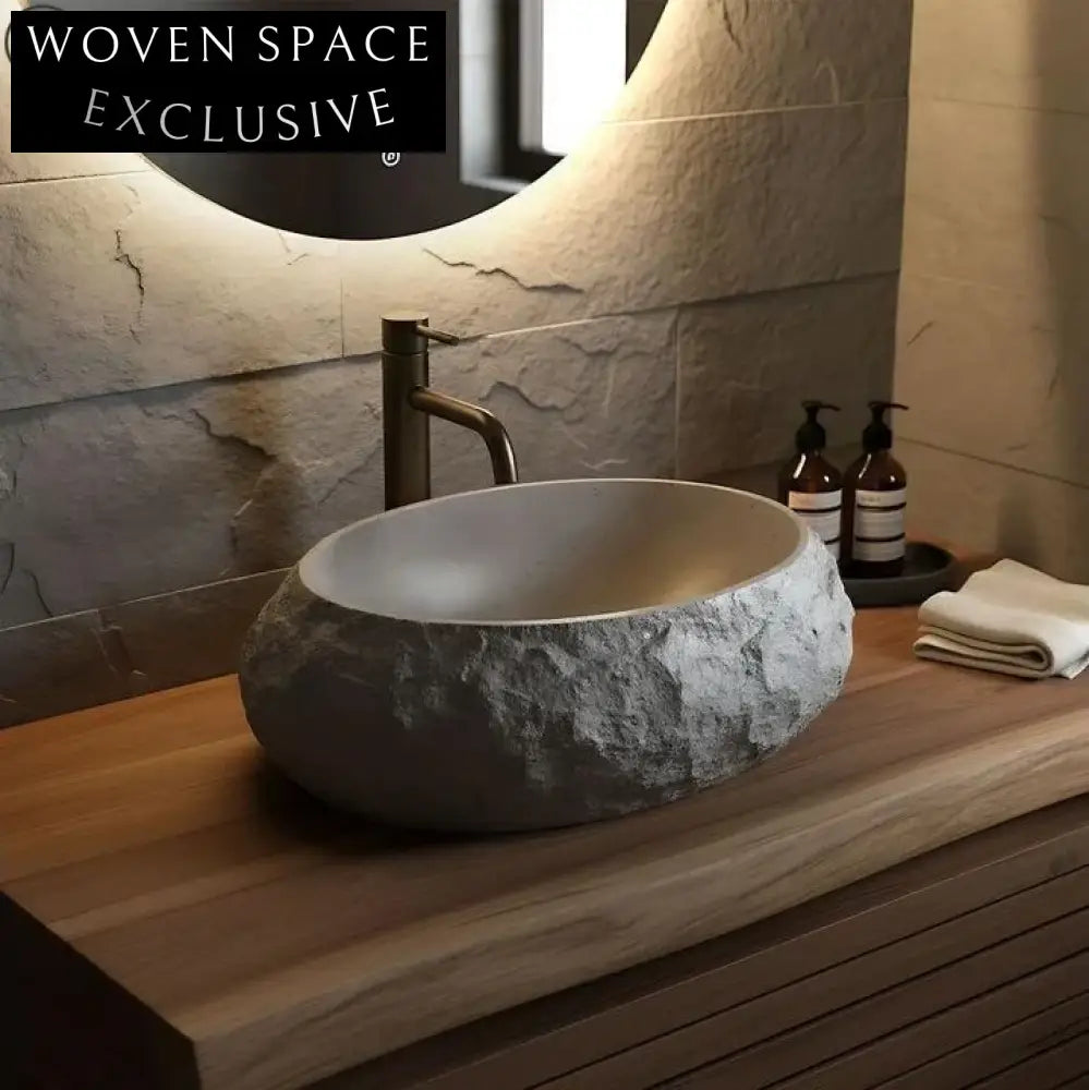 Modern Round Artificial Stone Top-Mounted Bathroom Vessel Sink Elegant Design