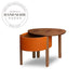 Modern Round Barenia Leather and Solid Wood Mobile Side Table