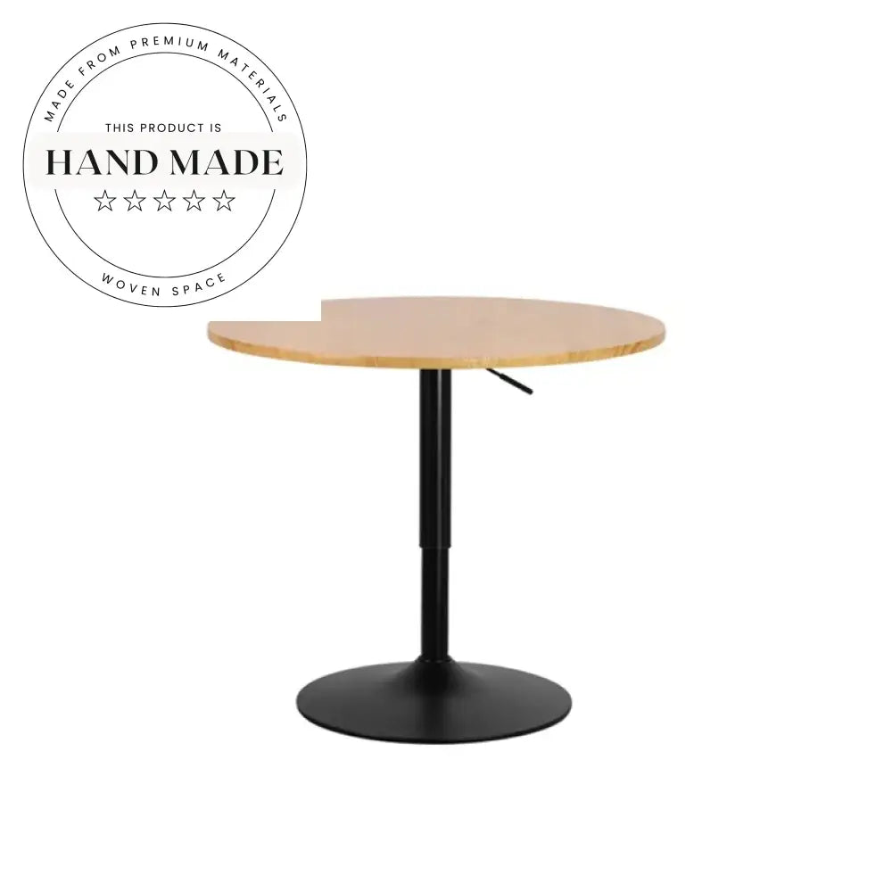 Modern Round Bistro Bar Table, Height Adjustable Metal Base Dining Table