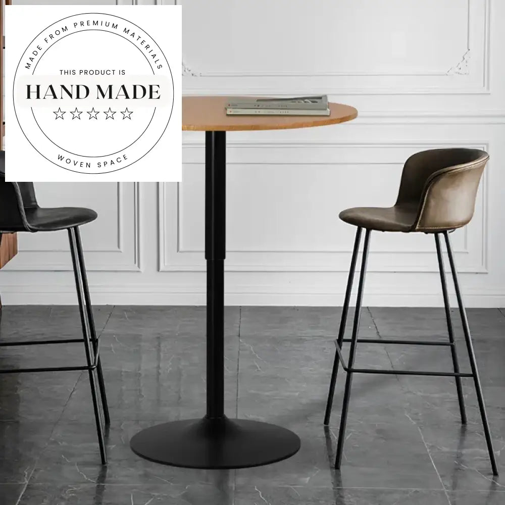 Modern Round Bistro Bar Table, Height Adjustable Metal Base Dining Table