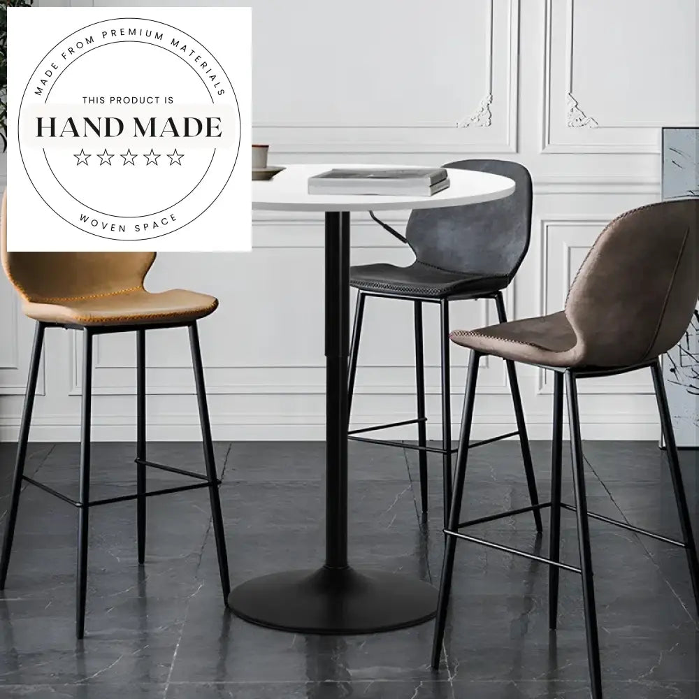 Modern Round Bistro Bar Table, Height Adjustable Metal Base Dining Table
