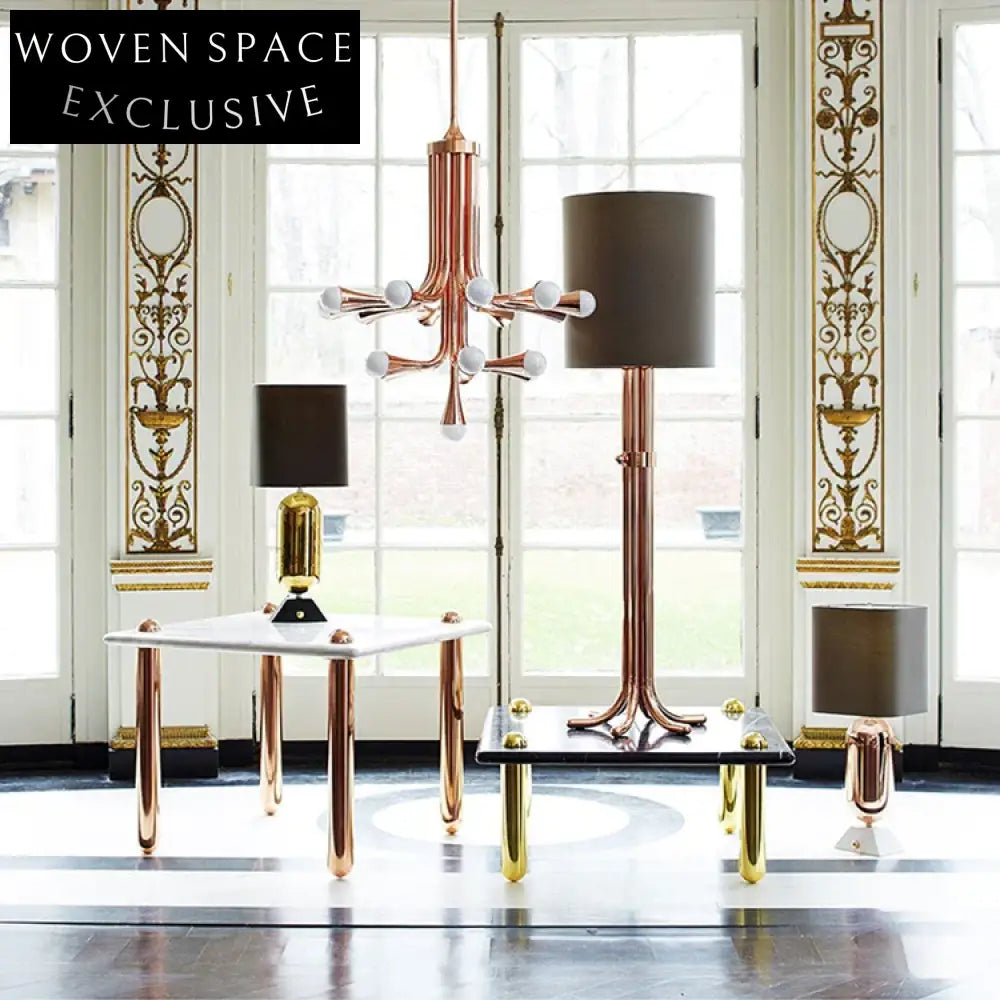 Modern Round Black Marble Coffee Table with Gold Stainless Steel Base