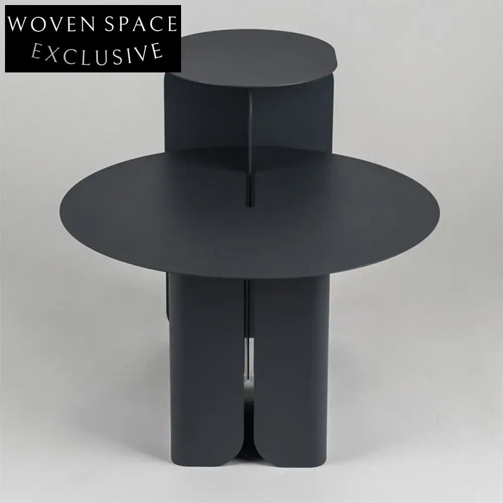 Modern Round Black Metal Living Room Accent Coffee Table