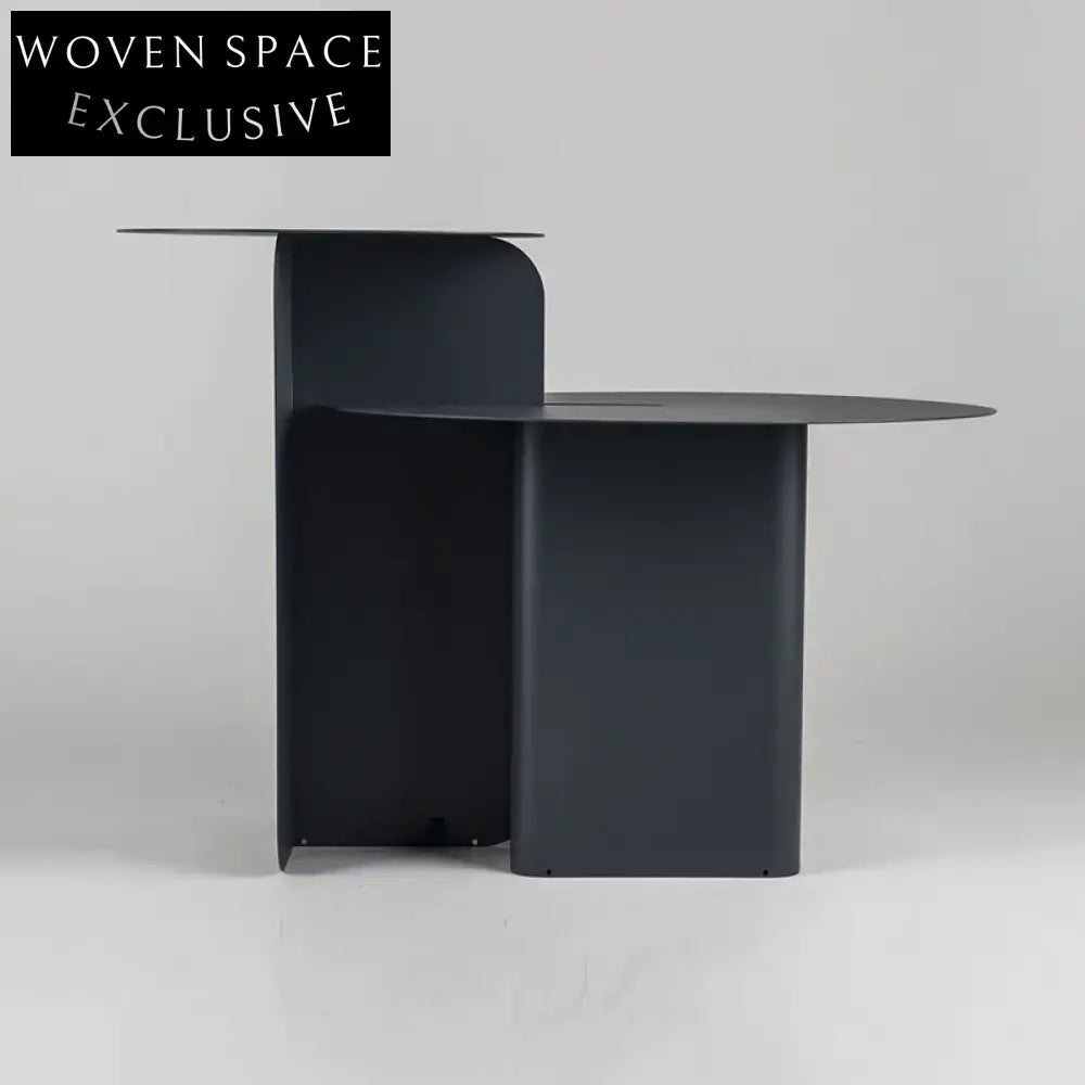 Modern Round Black Metal Living Room Accent Coffee Table