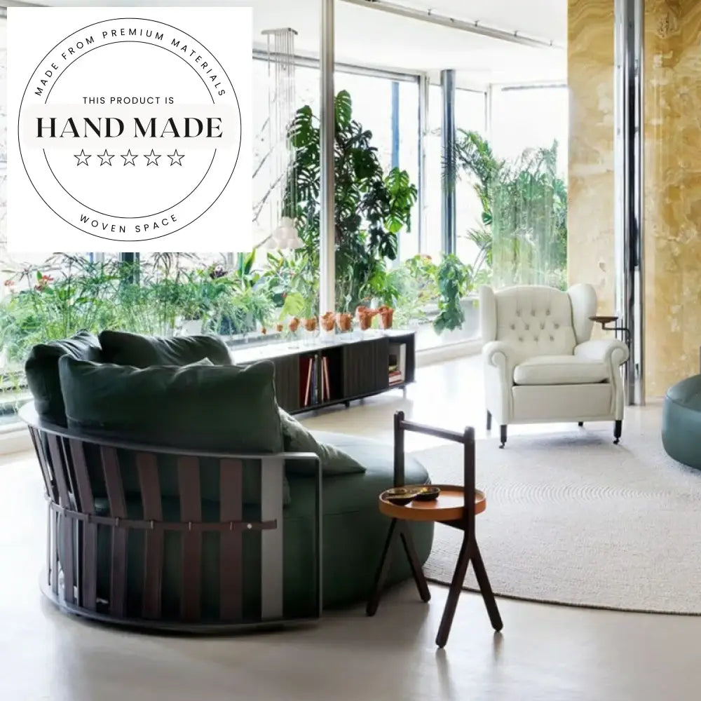 Modern Round Black PU Leather Curved Backrest Single Lounge Sofa Chair