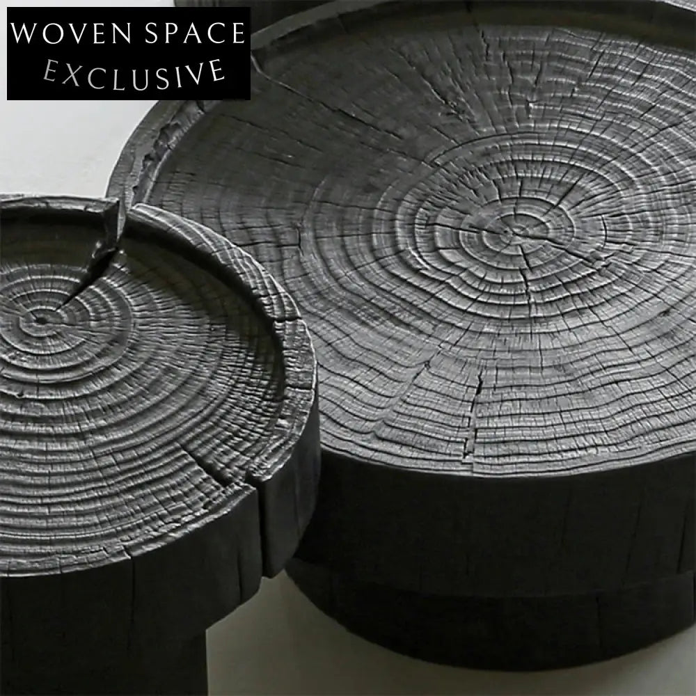 Modern Round Black Wood Top Coffee Table for Living Room Apartment