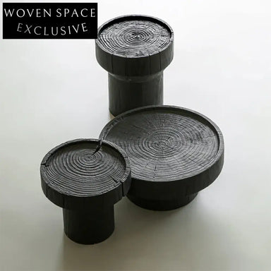 Modern Round Black Wood Top Coffee Table for Living Room Apartment
