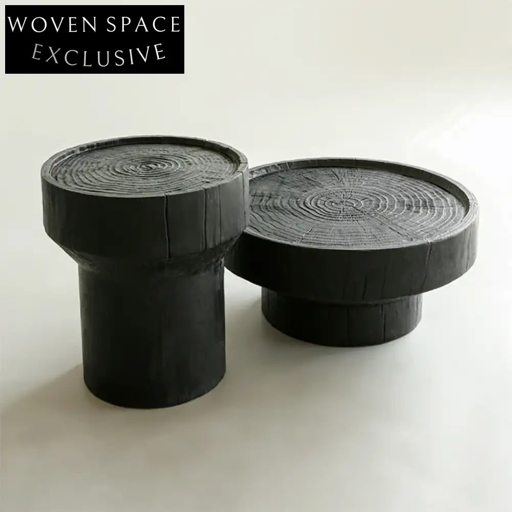 Modern Round Black Wood Top Coffee Table for Living Room Apartment