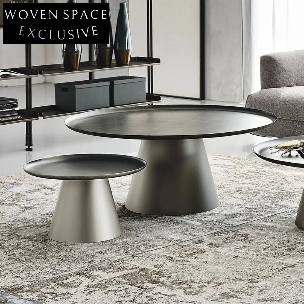 Modern Round Carbon Steel Accent Living Room Coffee Table