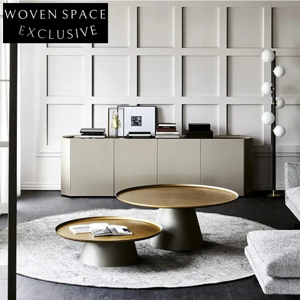 Modern Round Carbon Steel Accent Living Room Coffee Table