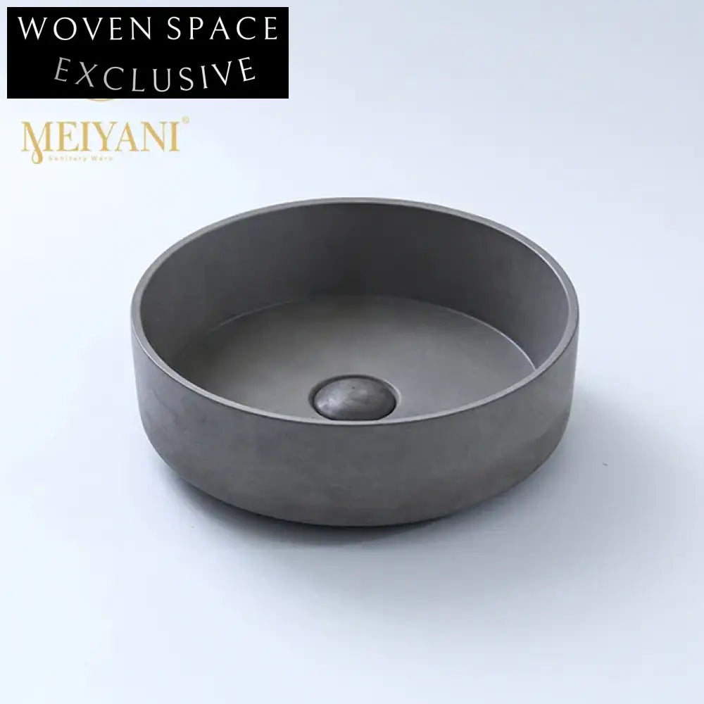 Modern Round Cement Concrete Countertop Bathroom Vessel Wash Basin Sink
