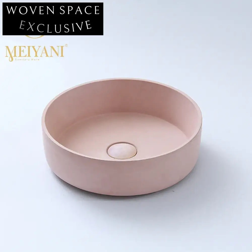 Modern Round Cement Concrete Countertop Bathroom Vessel Wash Basin Sink
