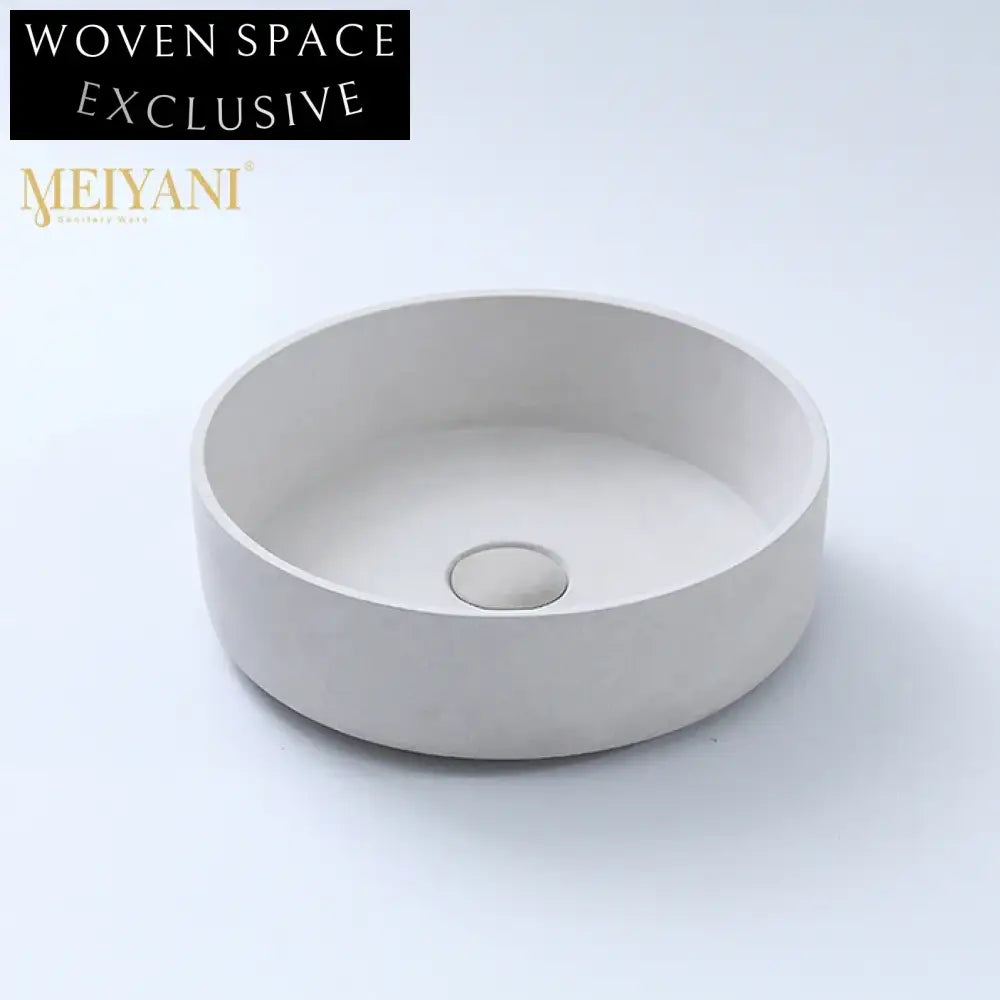 Modern Round Cement Concrete Countertop Bathroom Vessel Wash Basin Sink