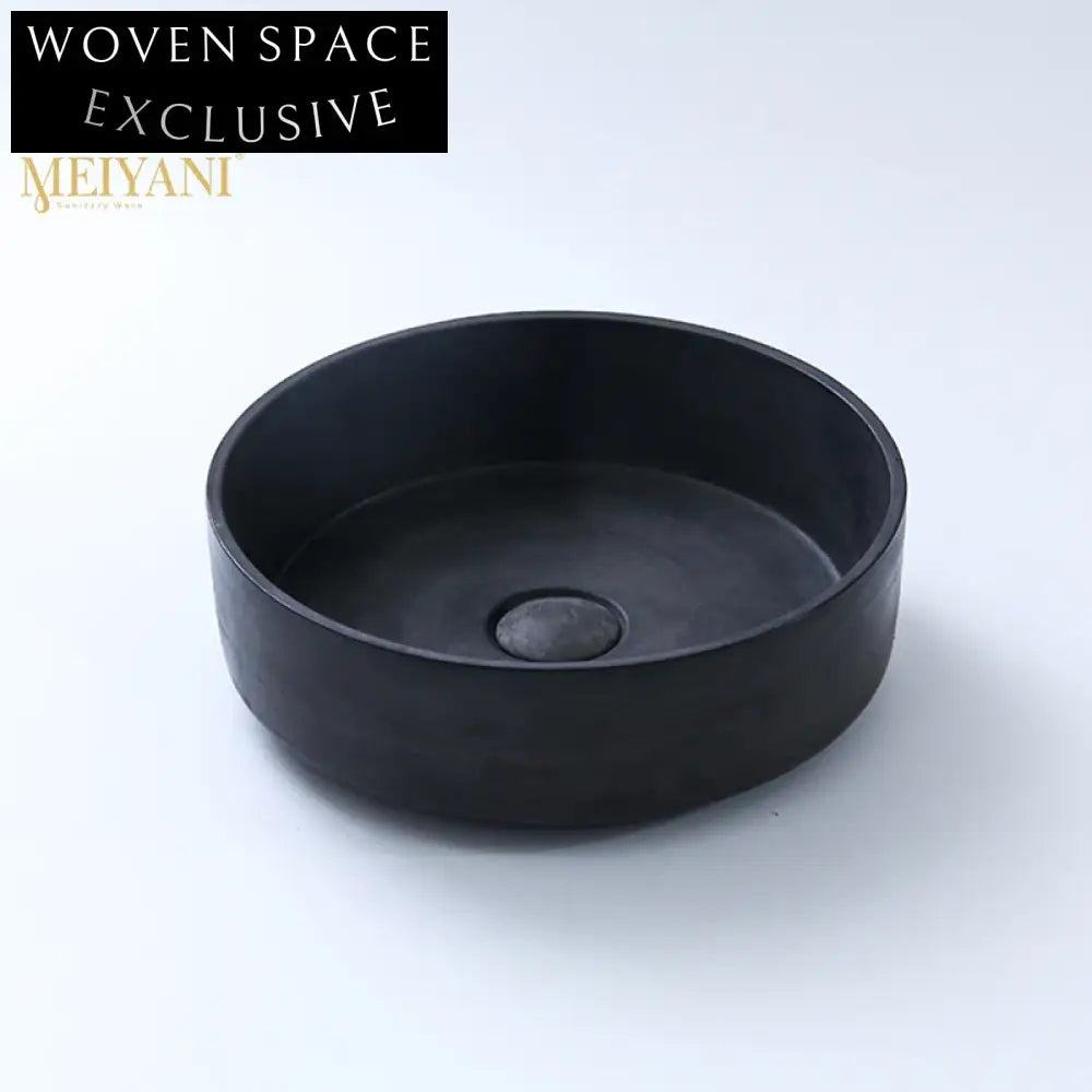 Modern Round Cement Concrete Countertop Bathroom Vessel Wash Basin Sink