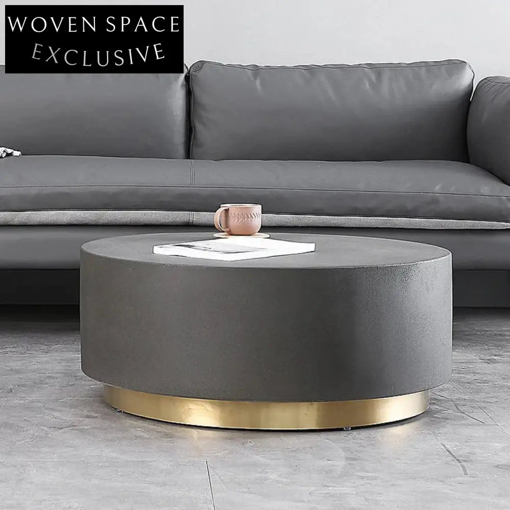 Modern Round Cement Effect Finish Small Living Room Sofa Coffee Table