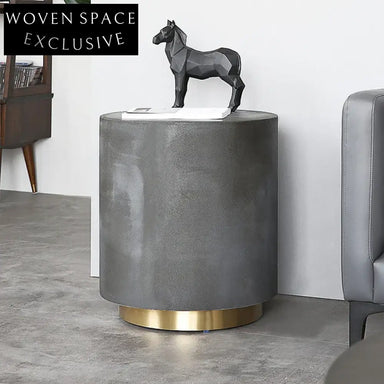 Modern Round Cement Effect Finish Small Living Room Sofa Coffee Table