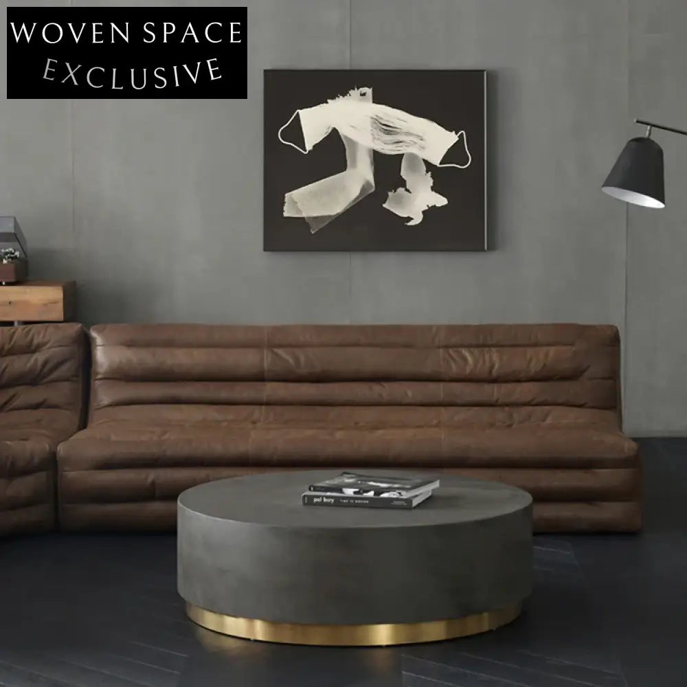 Modern Round Cement Effect Finish Small Living Room Sofa Coffee Table