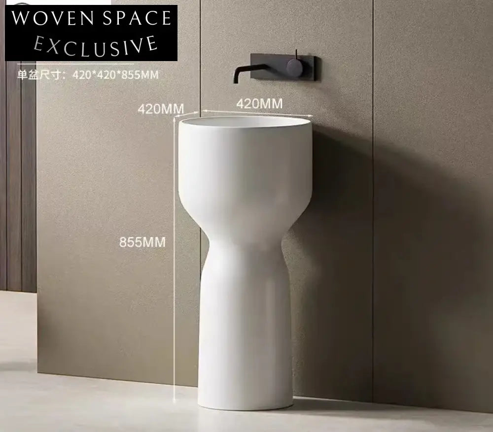Modern Round Ceramic Pedestal Bathroom Wash Basin Sink Floor Mounted