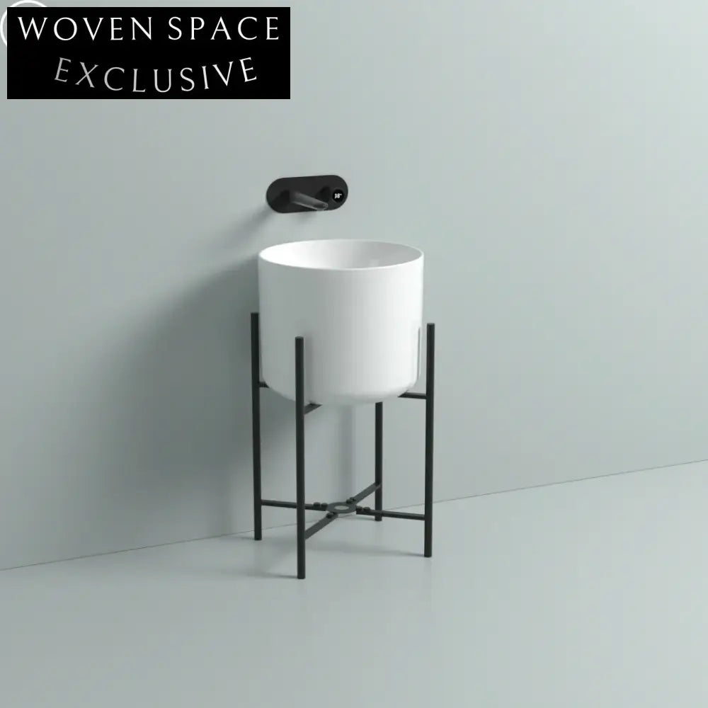 Modern Round Ceramic Wall Hung Bathroom Wash Sink Space-Saving Basin