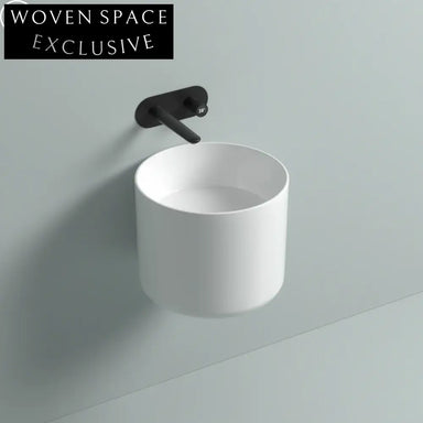Modern Round Ceramic Wall Hung Bathroom Wash Sink Space-Saving Basin