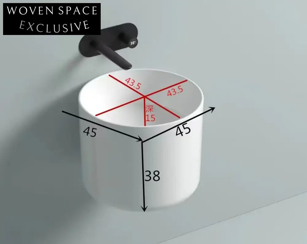 Modern Round Ceramic Wall Hung Bathroom Wash Sink Space-Saving Basin