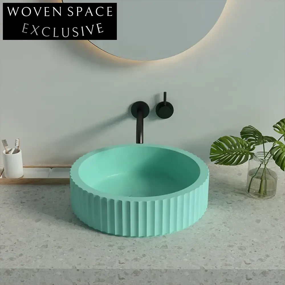 Modern Round Concrete Vessel Sink Basin for Bathroom Countertops & Vanities
