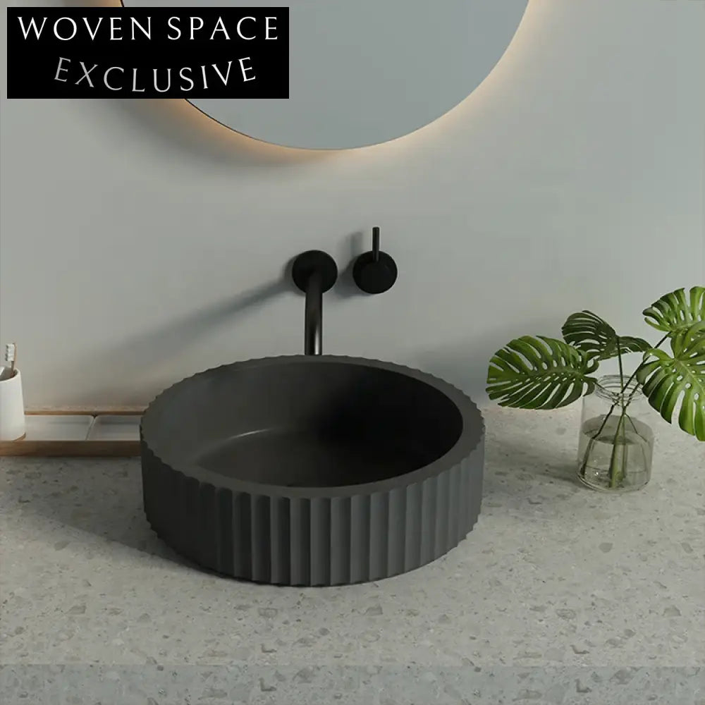 Modern Round Concrete Vessel Sink Basin for Bathroom Countertops & Vanities