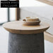 Modern Round Concrete Wood Top Living Room Accent End Coffee Table