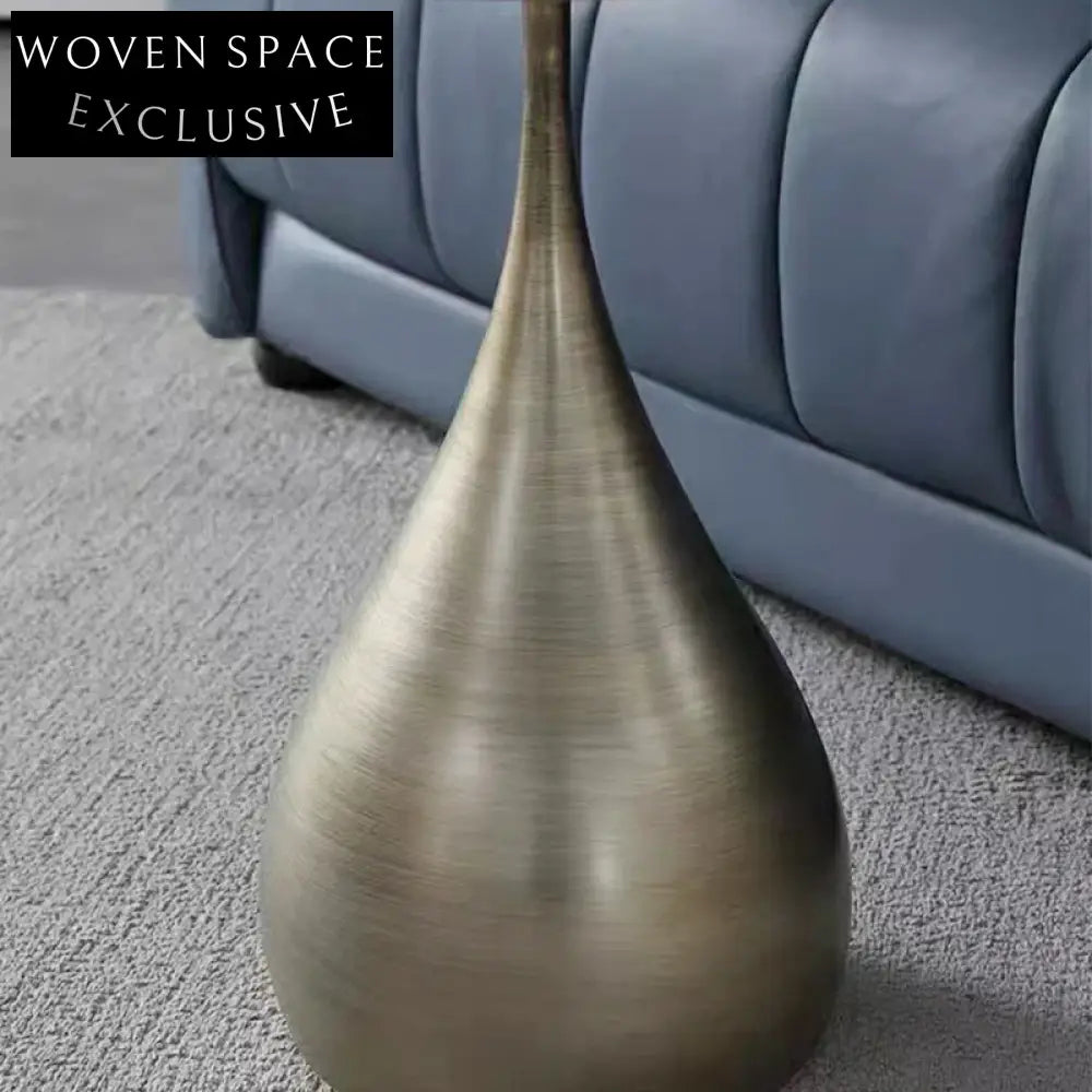 Modern Round Copper Side Table Teardrop Metal Base Living Room Accent