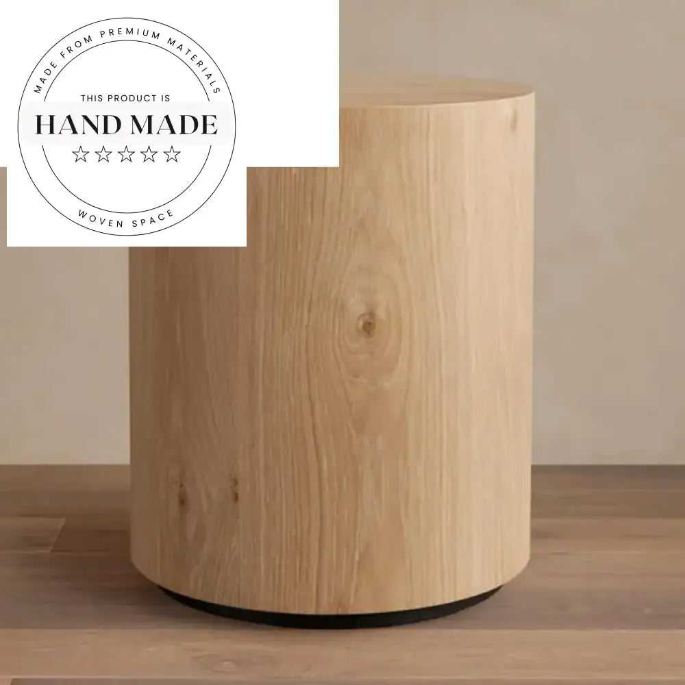 Modern Round Corner Solid Wood Nightstand and Living Room Side Table