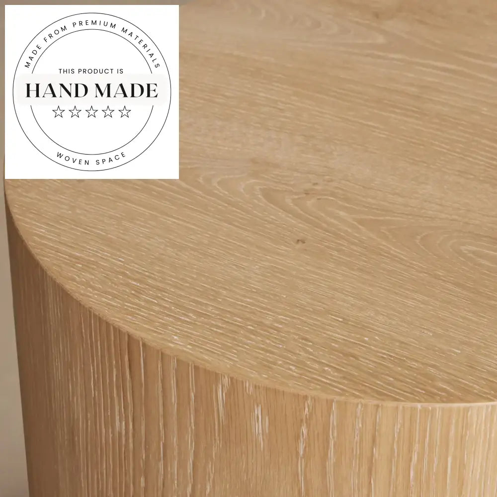 Modern Round Corner Solid Wood Nightstand and Living Room Side Table