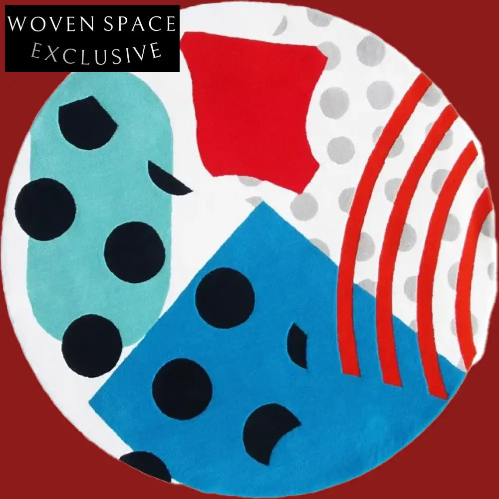 Modern Round Cream Style Geometric Polyester Area Rug for Living Room