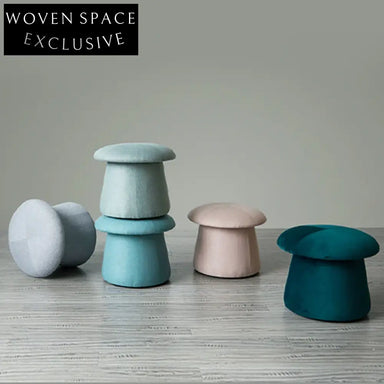 Modern Round Fabric Ottoman Footstool, Versatile Seating for Living Rooms