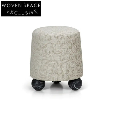 Modern Round Fabric Ottoman Stool for Living Room & Home Decor