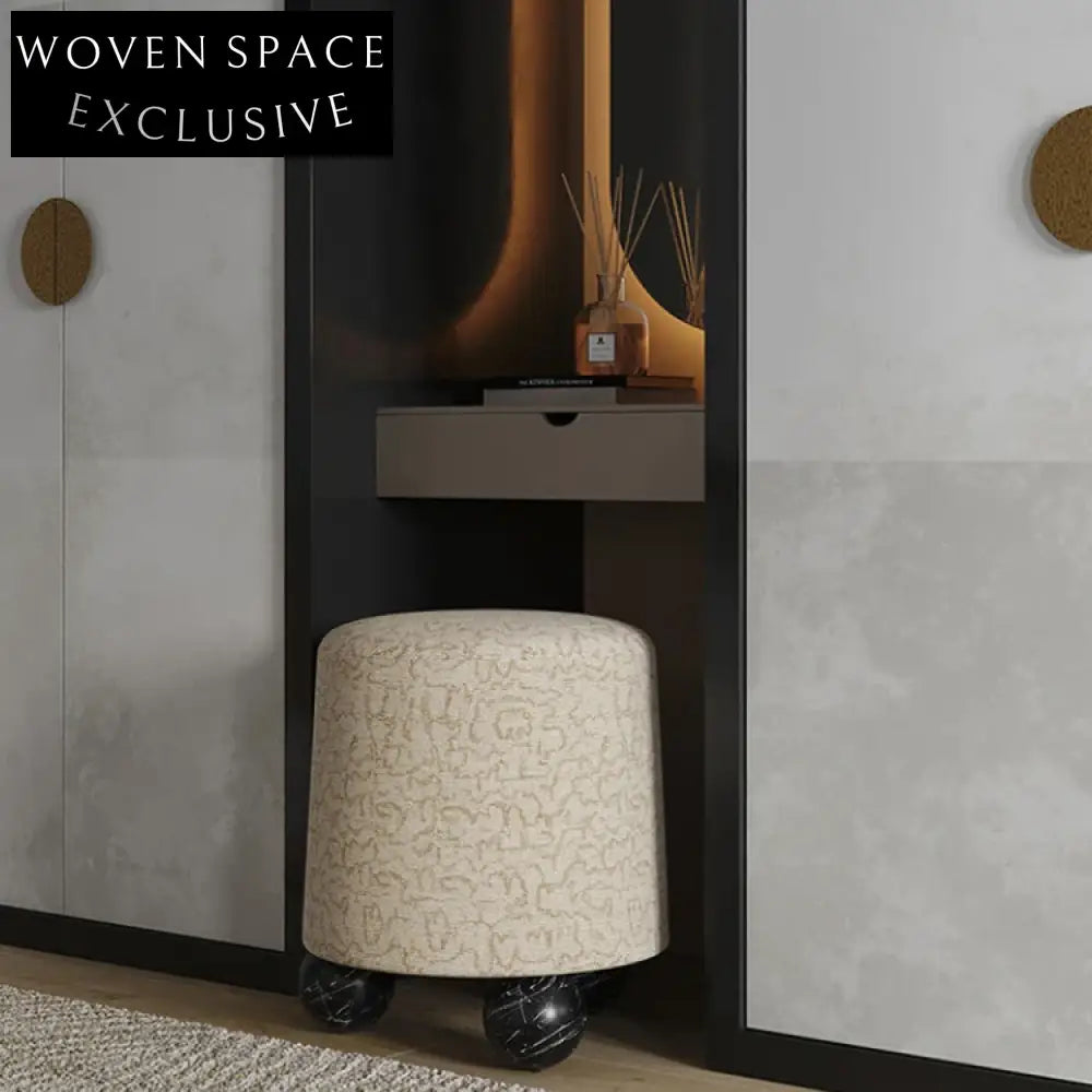 Modern Round Fabric Ottoman Stool for Living Room & Home Decor