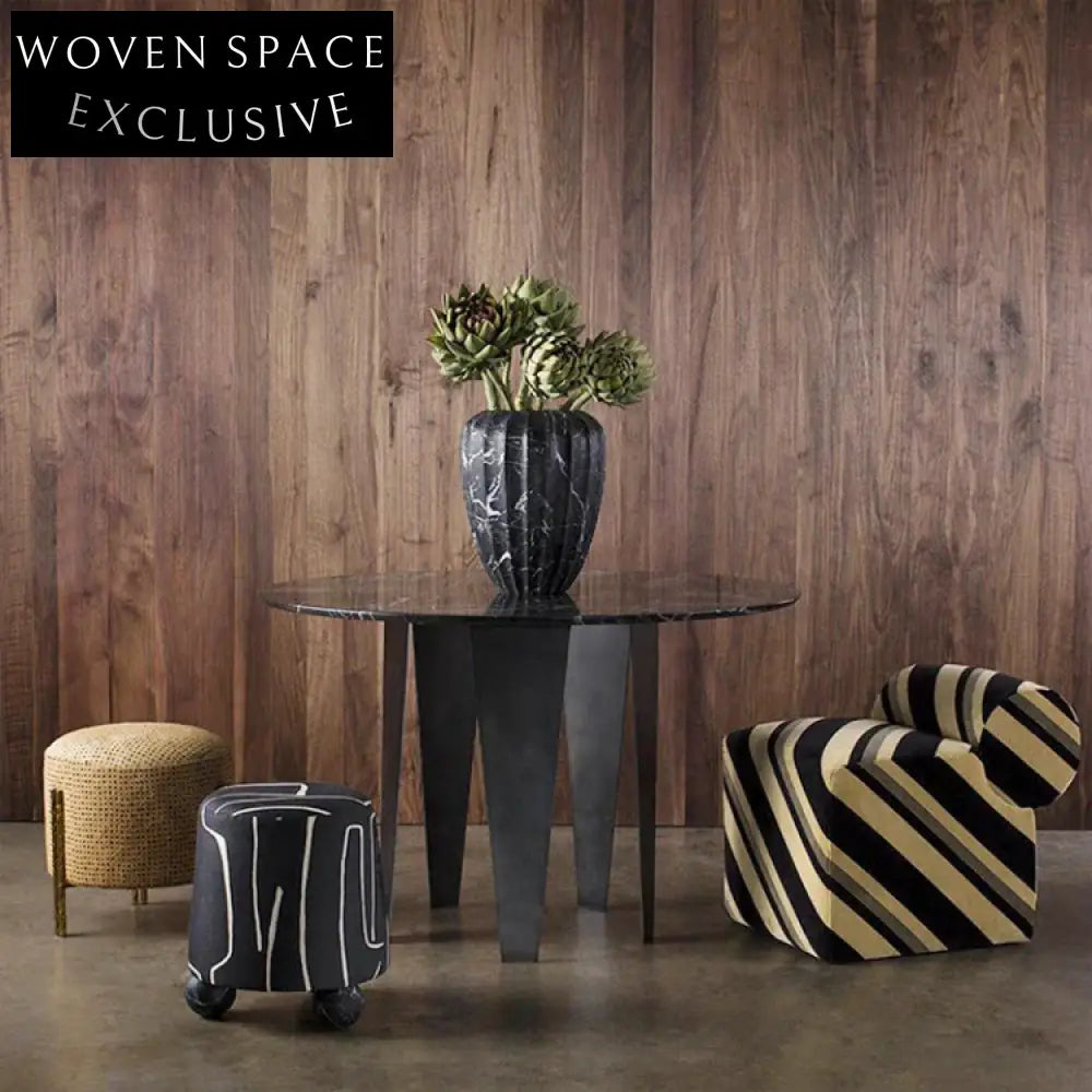 Modern Round Fabric Ottoman Stool for Living Room & Home Decor