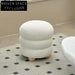 Modern Round Fabric Ottoman with Solid Wood Legs for Home Bedroom Living Room