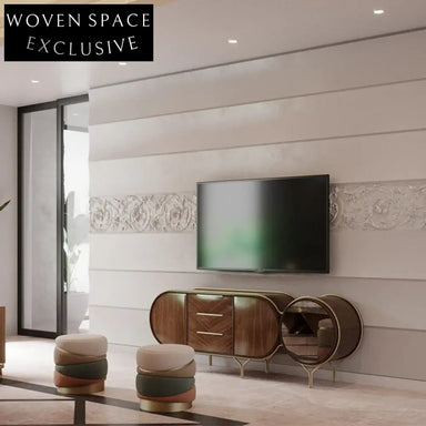 Modern Round Fabric Ottoman with Stainless Steel Frame for Living Room