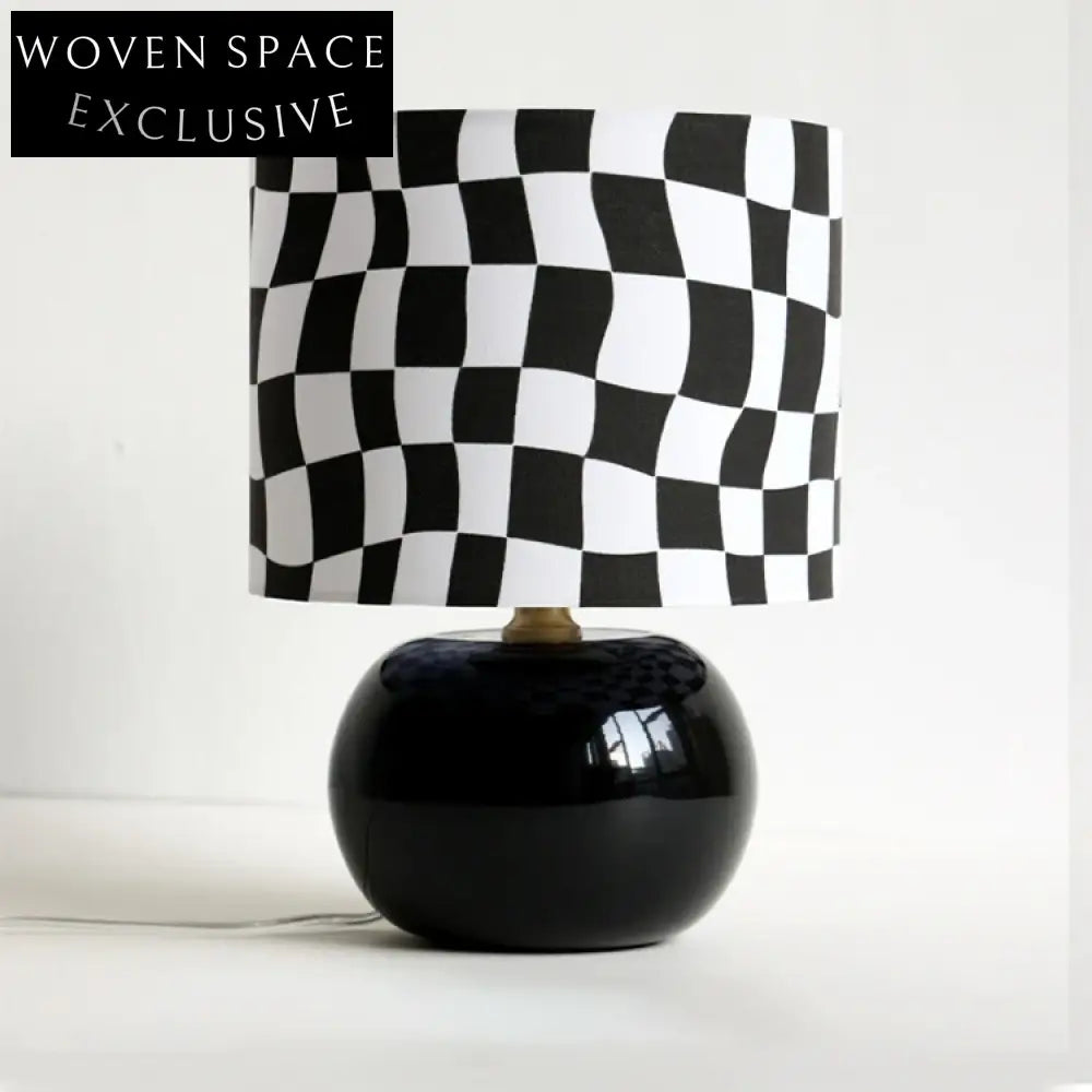 Modern Round Fabric Shade Desk Lamp with Clear Glass Frame for Home Decor