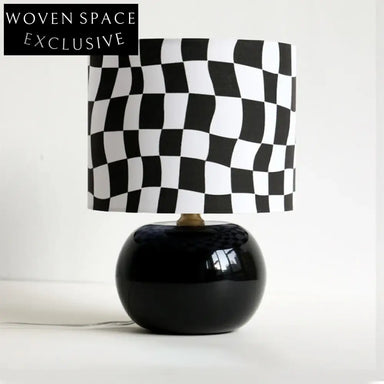 Modern Round Fabric Shade Desk Lamp with Clear Glass Frame for Home Decor