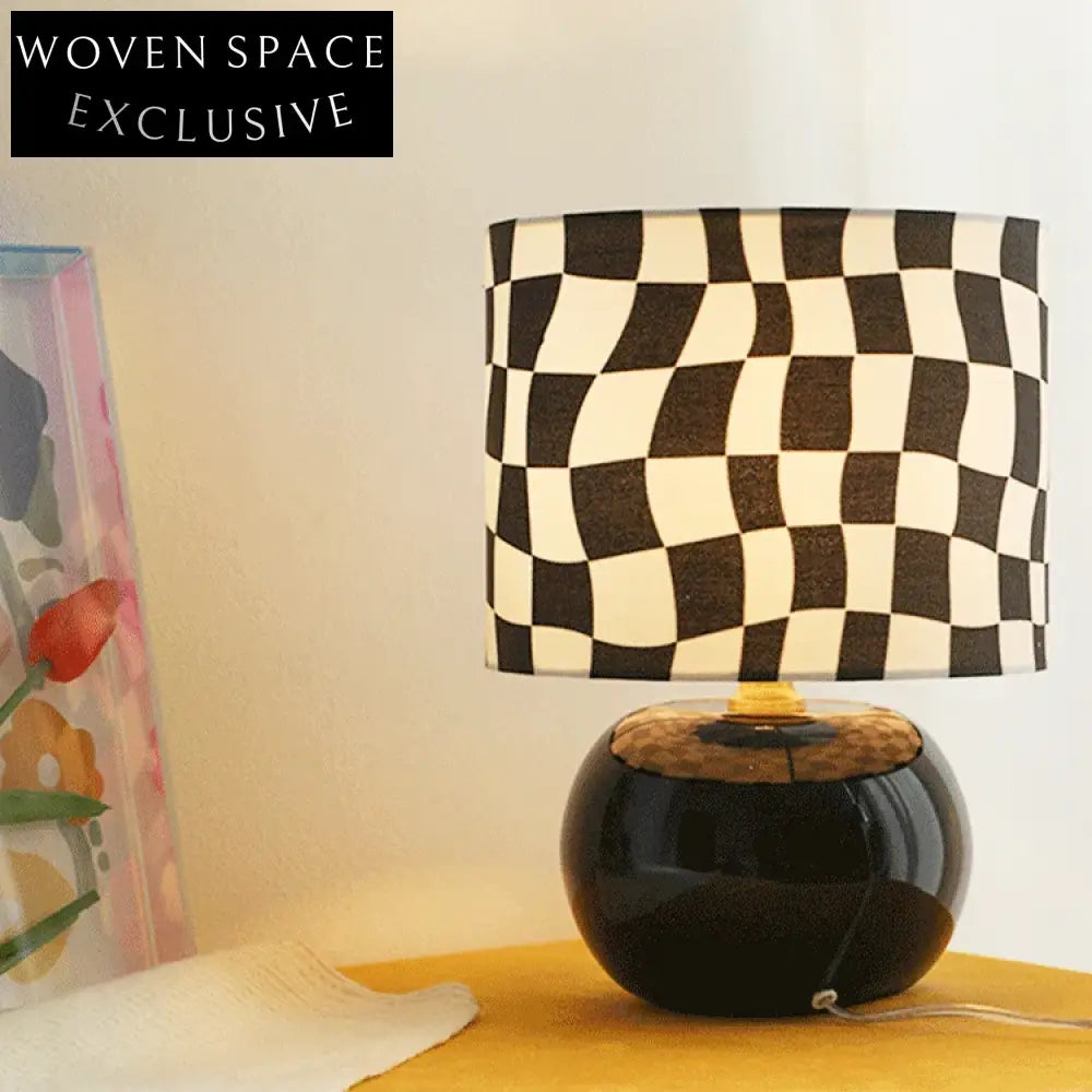 Modern Round Fabric Shade Desk Lamp with Clear Glass Frame for Home Decor