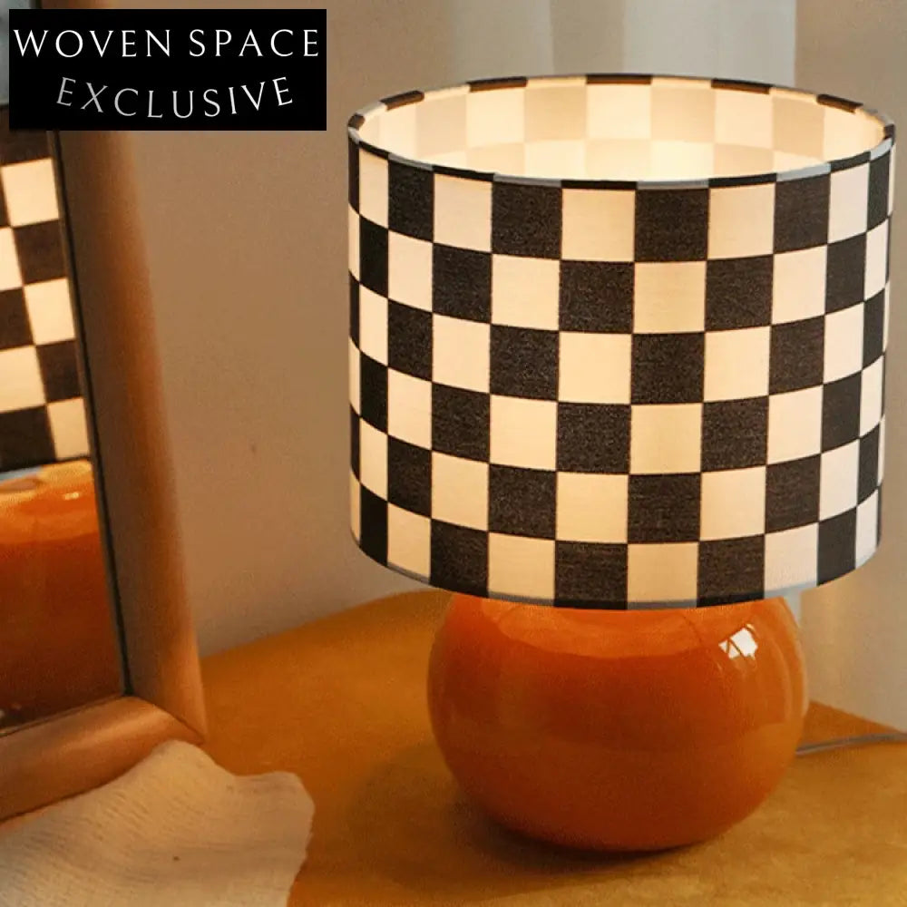 Modern Round Fabric Shade Desk Lamp with Clear Glass Frame for Home Decor