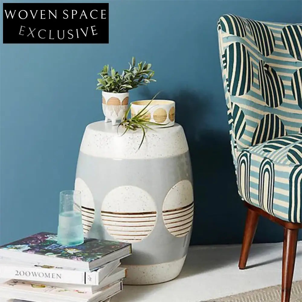 Modern Round Fiberglass Side Table for Living Room, Garden, or Patio