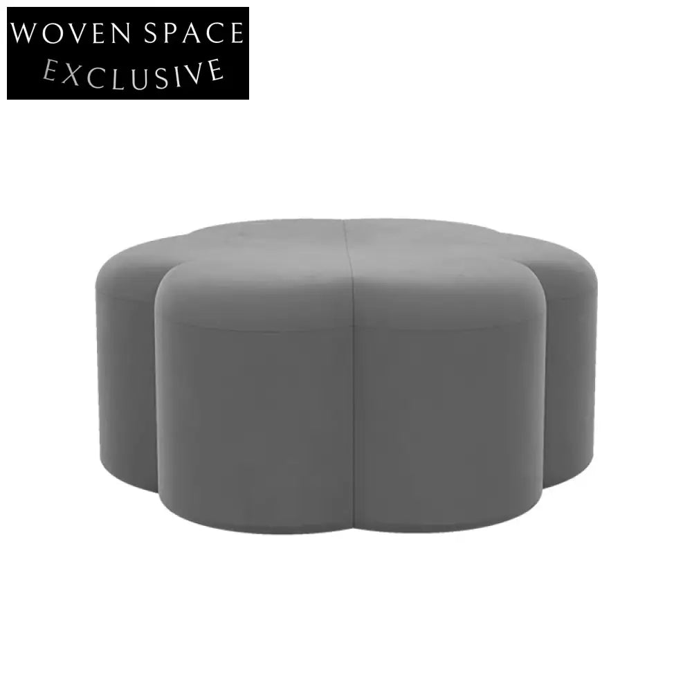 Modern Round Flower Ottoman Stool with Plush Fabric Cushion
