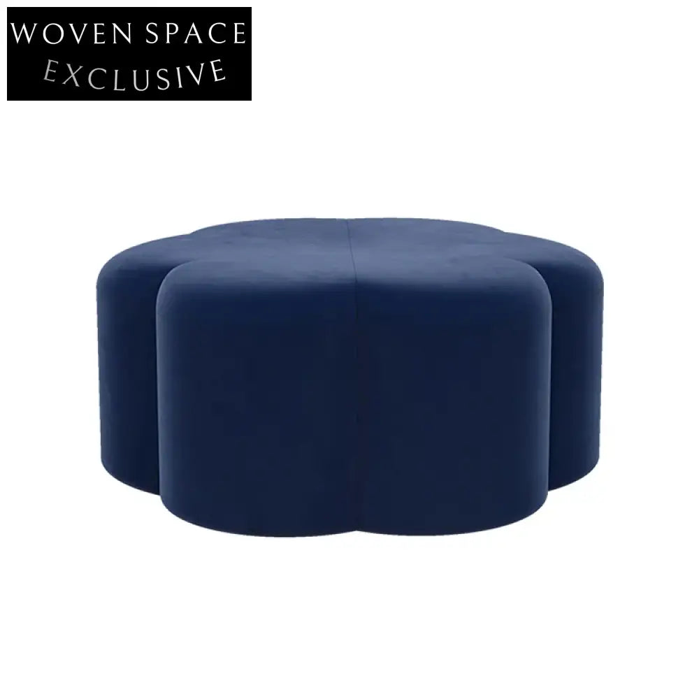 Modern Round Flower Ottoman Stool with Plush Fabric Cushion