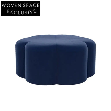 Modern Round Flower Ottoman Stool with Plush Fabric Cushion