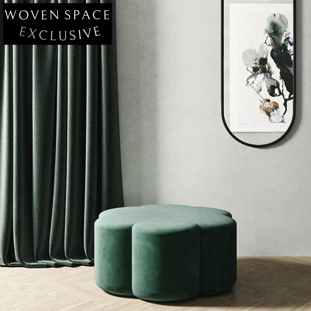 Modern Round Flower Ottoman Stool with Plush Fabric Cushion